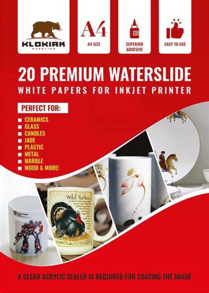 Buy Kodiak Supplies A4 Waterslide Decal Paper INKJET Clear 20 Sheets